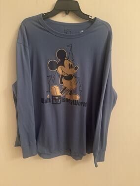 Walt Disney World 50th Mickey Mouse WDW Long Sleeve T-Shirt XL Iridescent Gold
